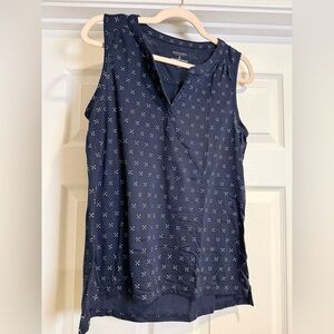 Sonoma Women's Navy Patterned Cotton Sleeveless Knit Top